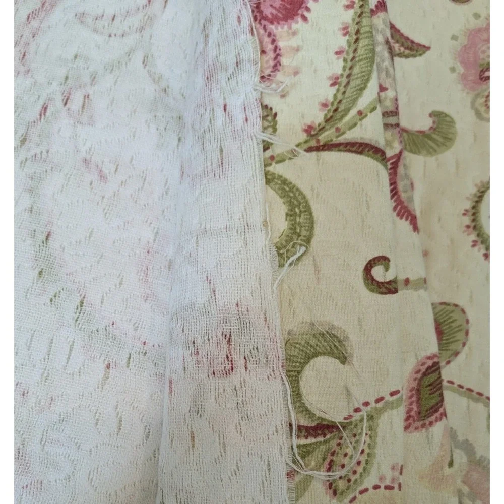 6.7 Yds Christie Brinkley Screen Print Decor‎ Quilted Cream Floral Fabric 54x240